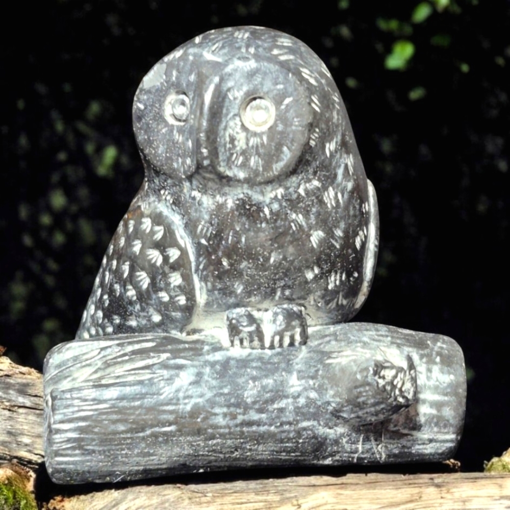 Vintage Wolf Original Owl on Log Figurine | Made in Canada